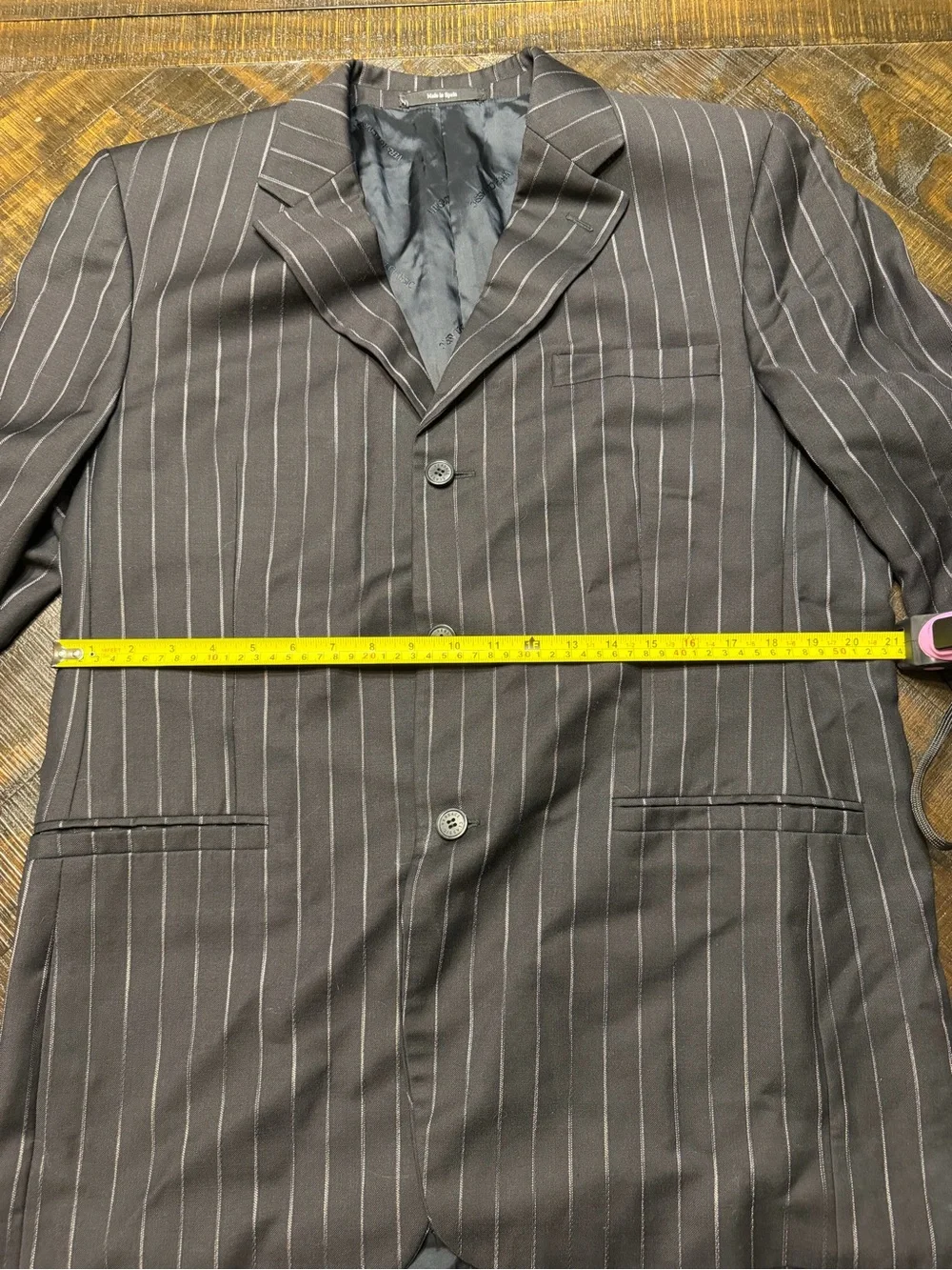 Versace Black Pinstripe Suit Jacket